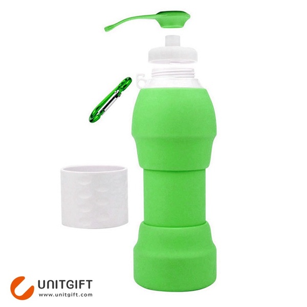 Custom printing logo Silicone foldable water bottle collapsible