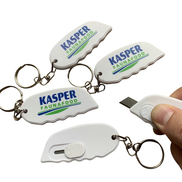 Custom logo paper knife with keychain mini foldable knife