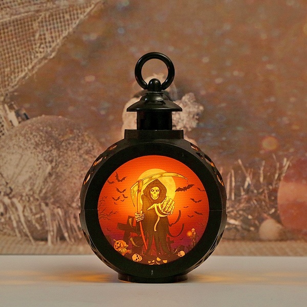 Tabletop Lanterns Mini Portable Skeleton Witch Lantern for Halloween Party