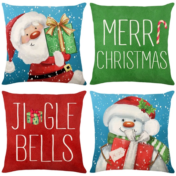Christmas Pillows Xmas Cushion Case Winter Holiday Merry Christmas Throw Pillow Covers Farmhouse Decor for Couch