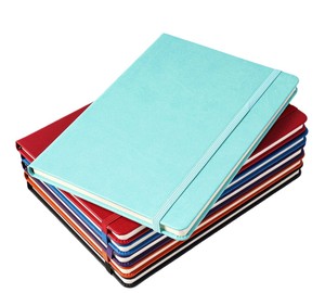 A5 PU Leather Lined Journal Notebook, Hardcover Writing Notebook with Elastic Band & Ribbon Bookmark