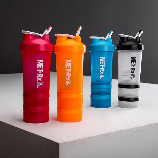 Eco-Friendly Portable 3-Layer Protein Shaker 500ml Gym Plastic Direct Drinking Water Bottle with BPA Free