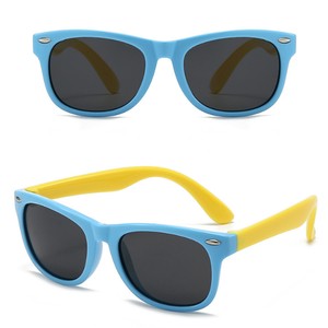 Custom Logo Children Polarized Sunglasses, Lightweight TPEE Soft Frame UV Protection Kids Square Shades
