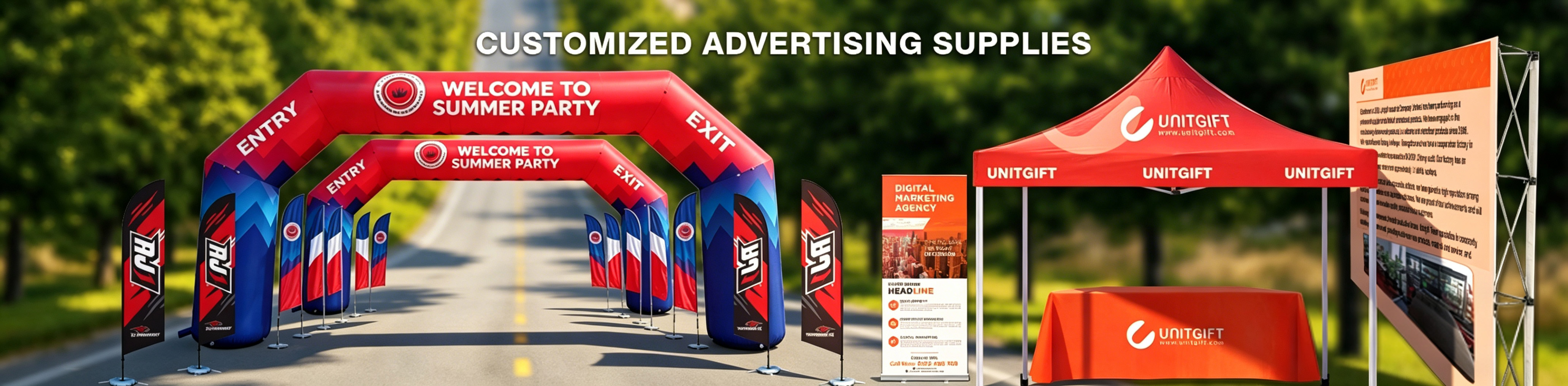 CUSTOM ADVERTISING INFLATABLE ARCHES AND FLAGS